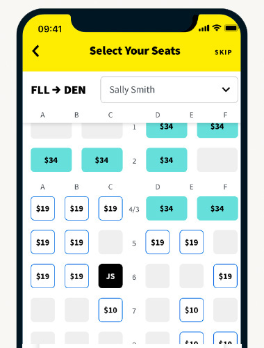 Spirit — booking flow