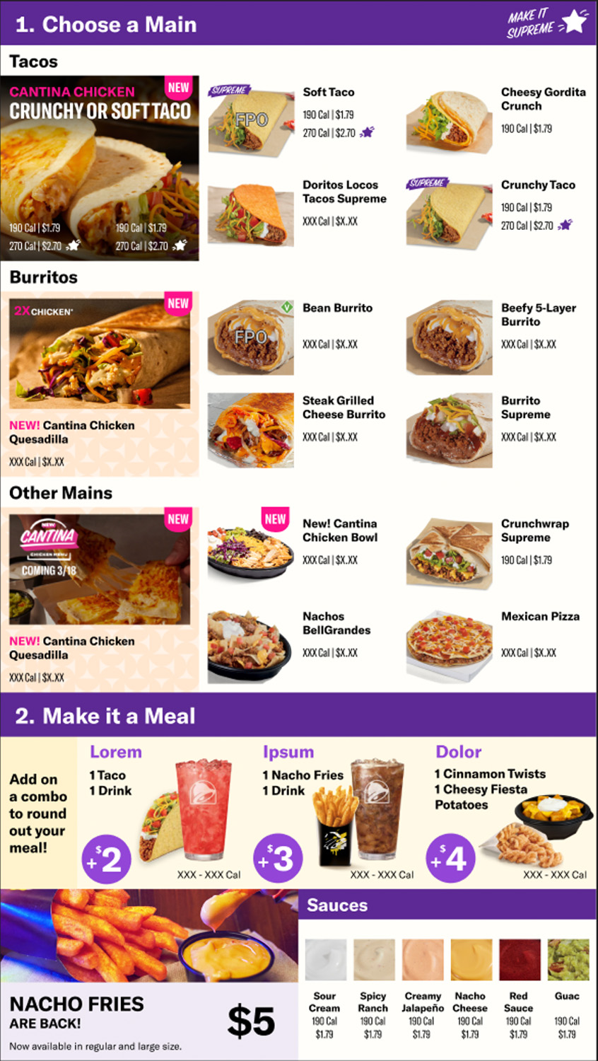 Taco Bell — Traditional Combo layout