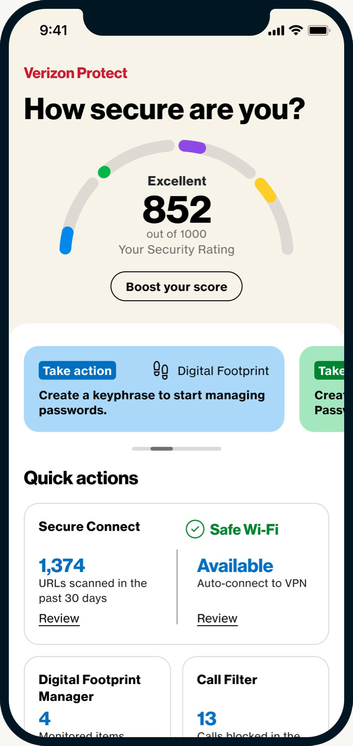 Verizon — app screens